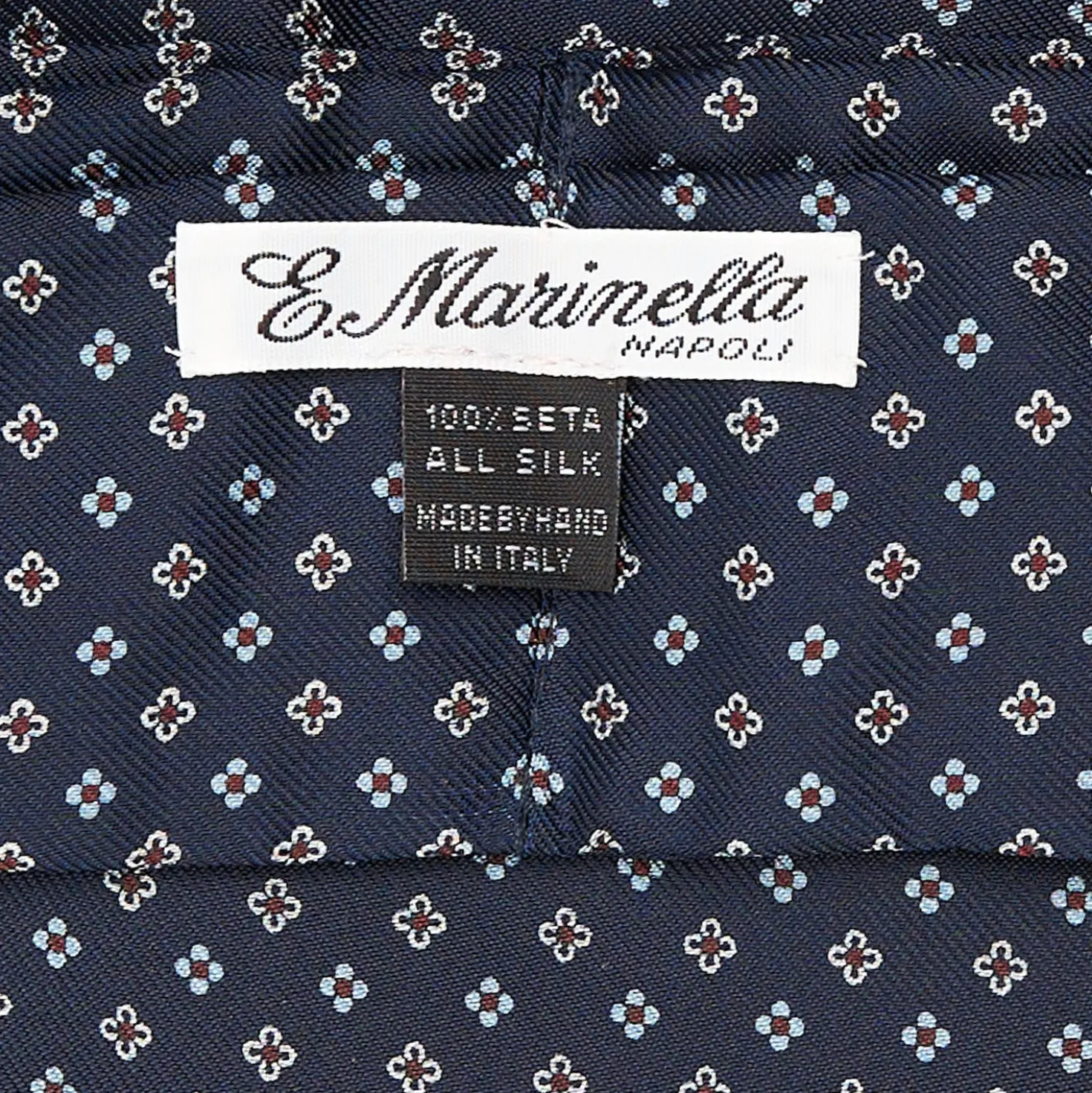 CRAVATTA ASCOT IN SETA BLU SCURO Microfantasia fiore