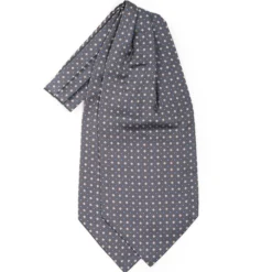 CRAVATTA ASCOT IN SETA GRIGIO SCURO Microfantasia fiore
