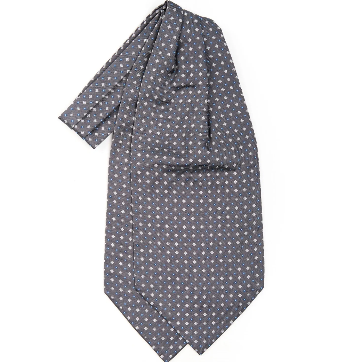 CRAVATTA ASCOT IN SETA GRIGIO SCURO Microfantasia fiore