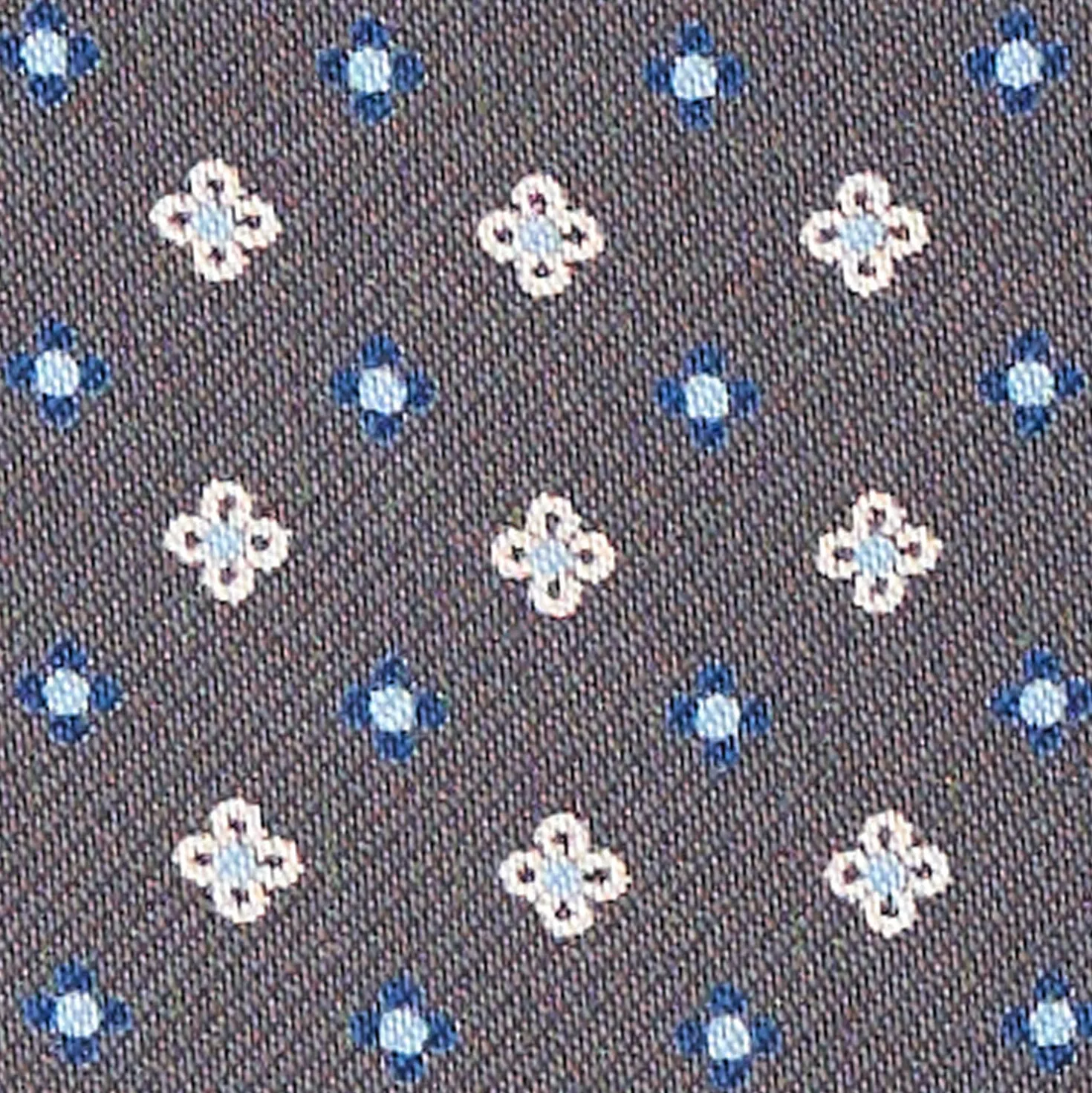 CRAVATTA ASCOT IN SETA GRIGIO SCURO Microfantasia fiore