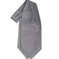CRAVATTA ASCOT IN SETA GRIGIO SCURO Microfantasia fiore