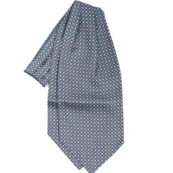 CRAVATTA ASCOT IN SETA GRIGIO SCURO Microfantasia fiore