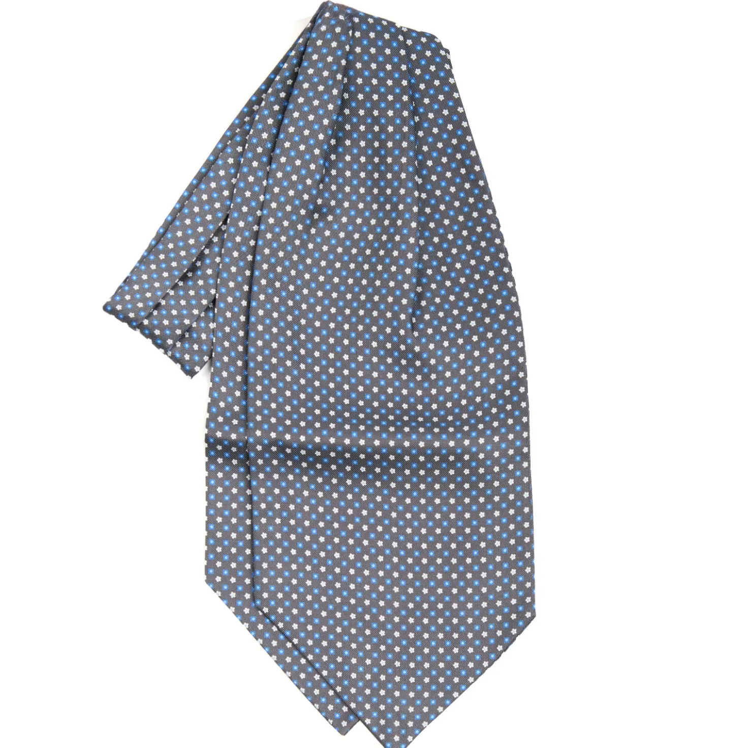 CRAVATTA ASCOT IN SETA GRIGIO SCURO Microfantasia fiore