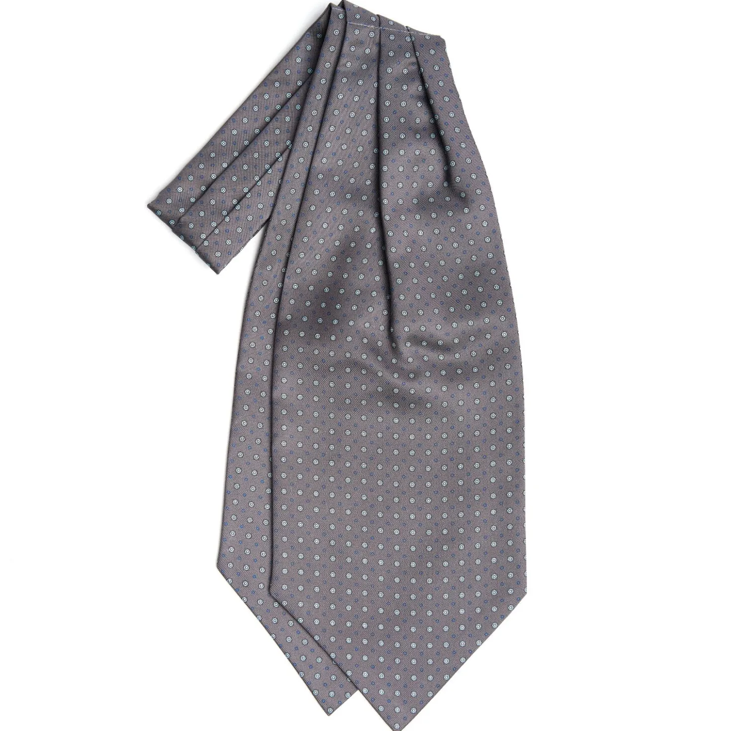 CRAVATTA ASCOT IN SETA GRIGIO SCURA Microfantasia fiore