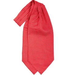 CRAVATTA ASCOT IN SETA ROSSA Microfantasia fiore