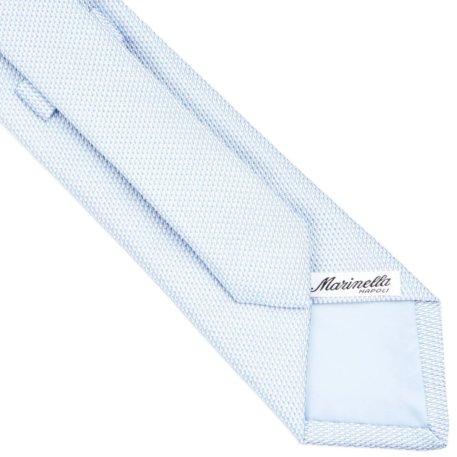 CRAVATTA CERIMONIA IN SETA JACQUARD AZZURRA Microfantasia geometrica