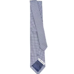 CRAVATTA CERIMONIA IN SETA JACQUARD BLU Microfantasia geometrica