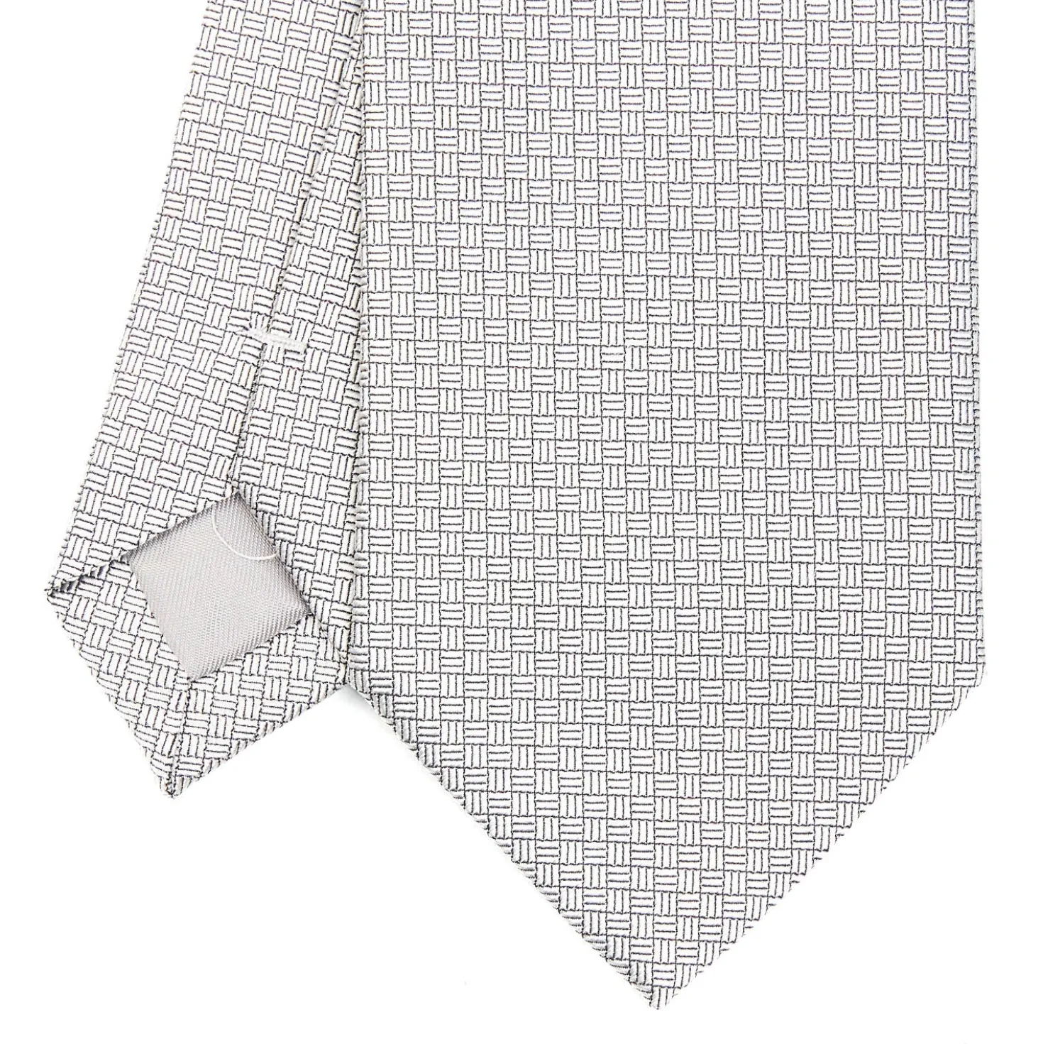 CRAVATTA CERIMONIA IN SETA JACQUARD GRIGIO CHIARO Microfantasia geometrica