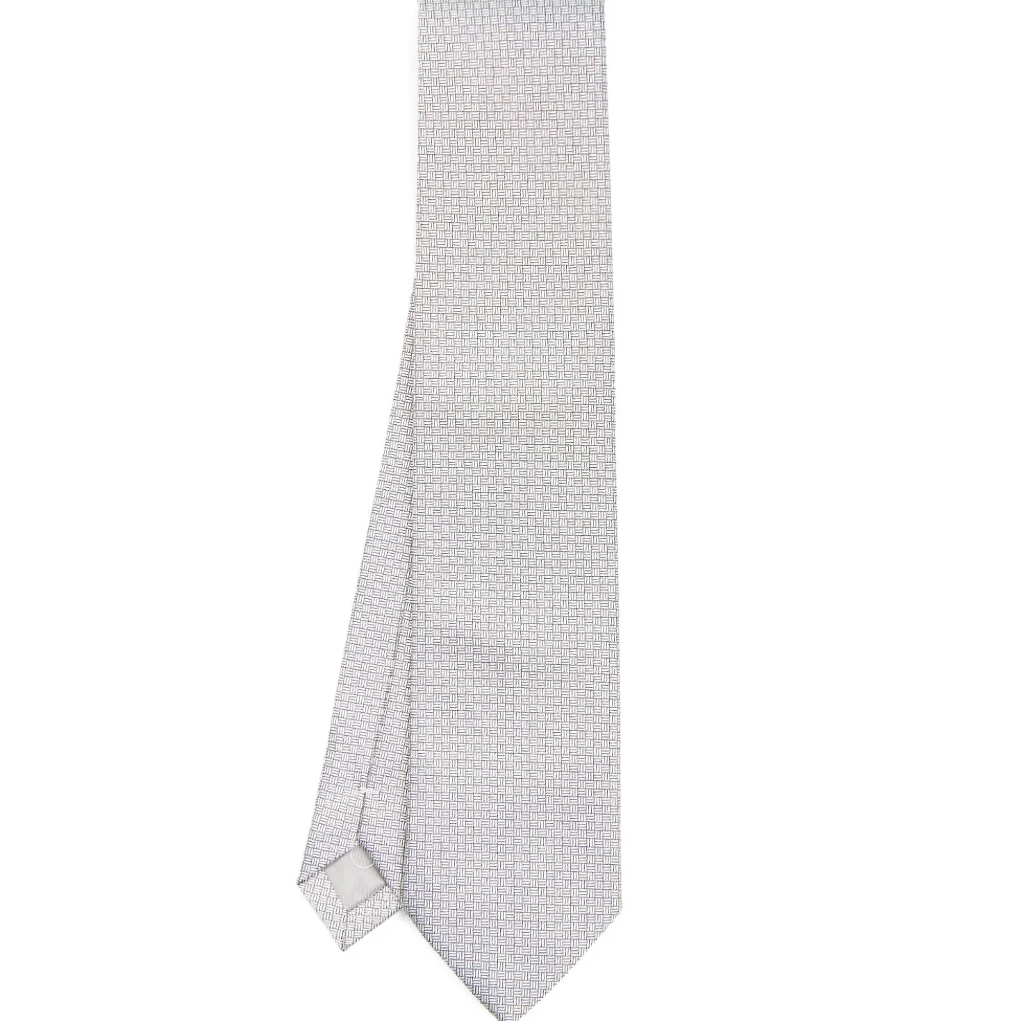 CRAVATTA CERIMONIA IN SETA JACQUARD GRIGIO CHIARO Microfantasia geometrica