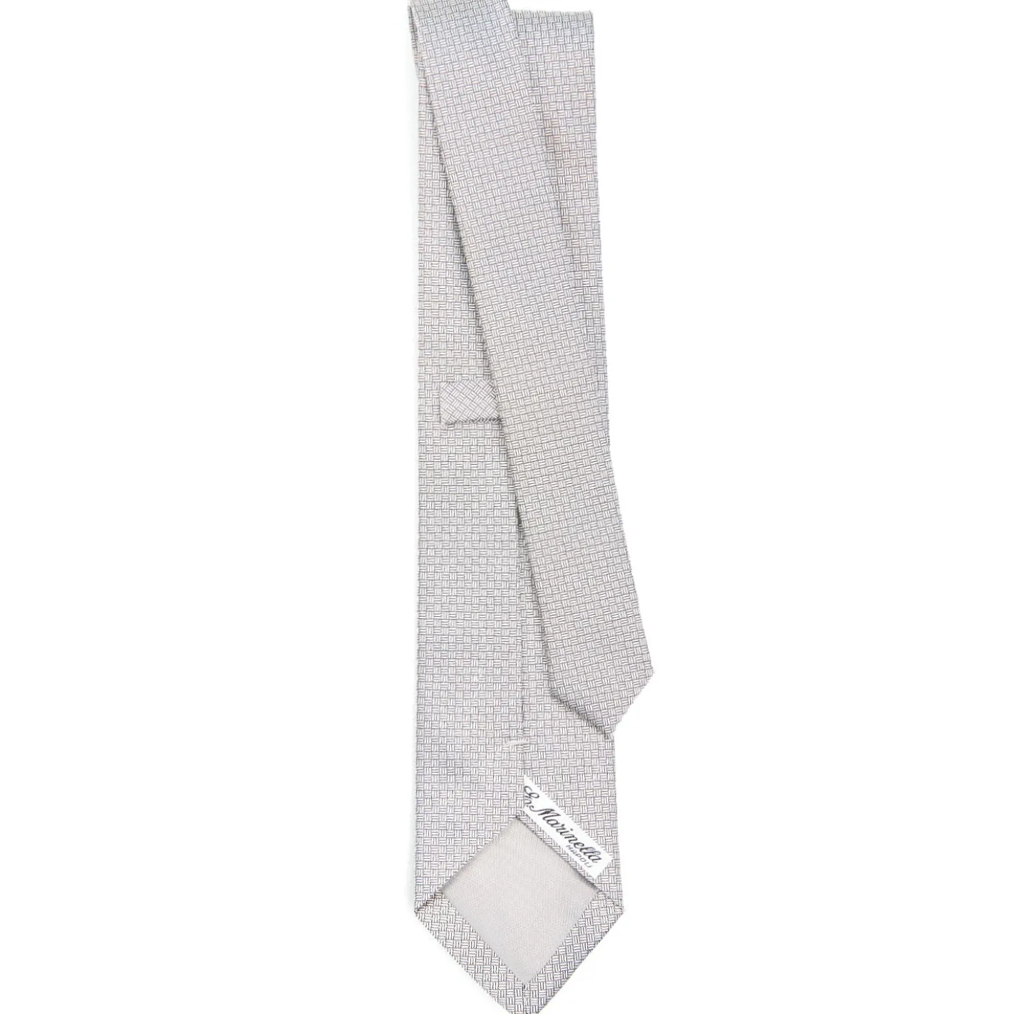 CRAVATTA CERIMONIA IN SETA JACQUARD GRIGIO CHIARO Microfantasia geometrica