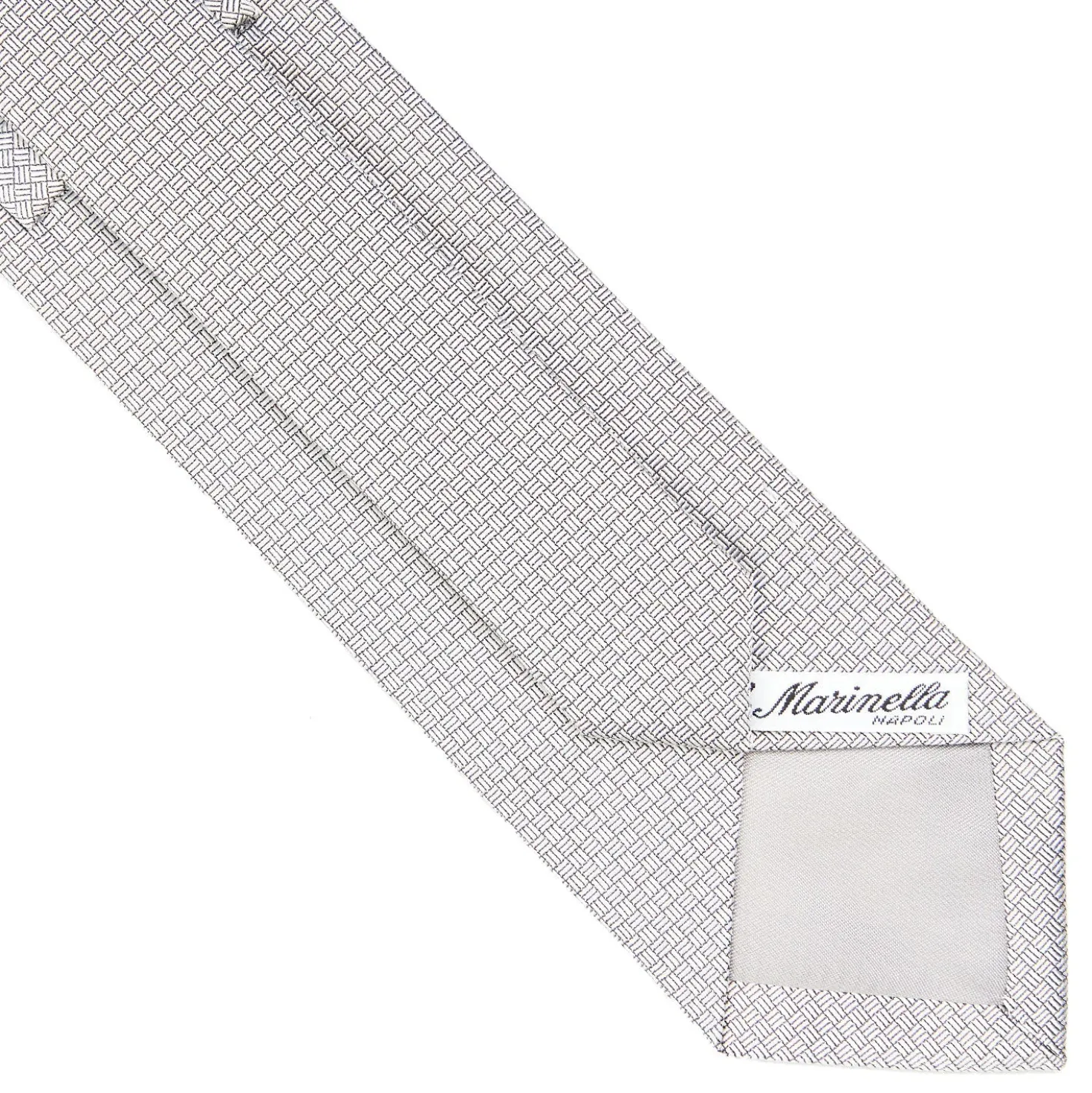 CRAVATTA CERIMONIA IN SETA JACQUARD GRIGIO CHIARO Microfantasia geometrica