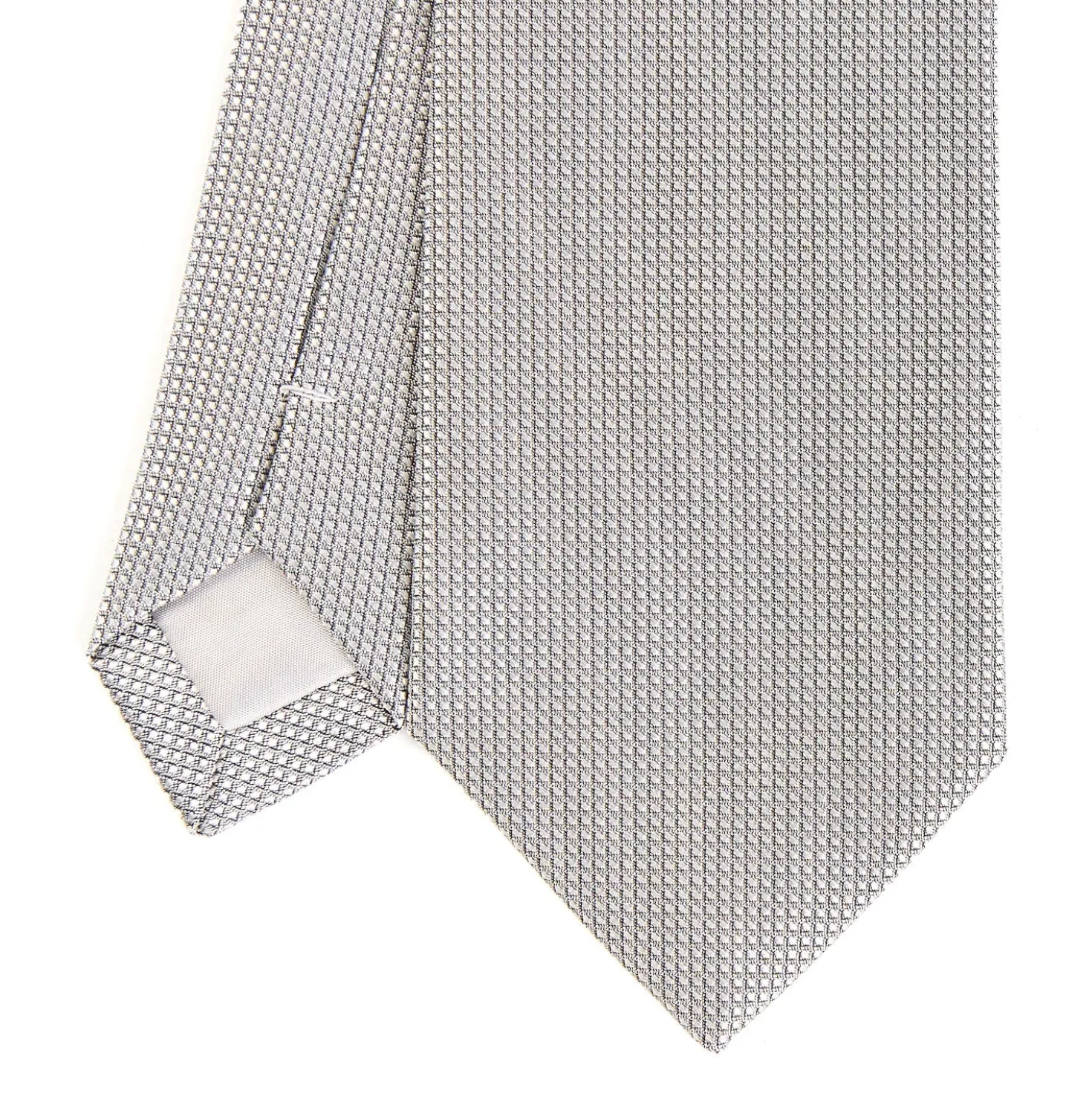 CRAVATTA CERIMONIA IN SETA JACQUARD GRIGIO CHIARO Microfantasia geometrica