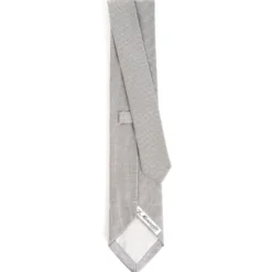 CRAVATTA CERIMONIA IN SETA JACQUARD GRIGIO CHIARO Microfantasia geometrica