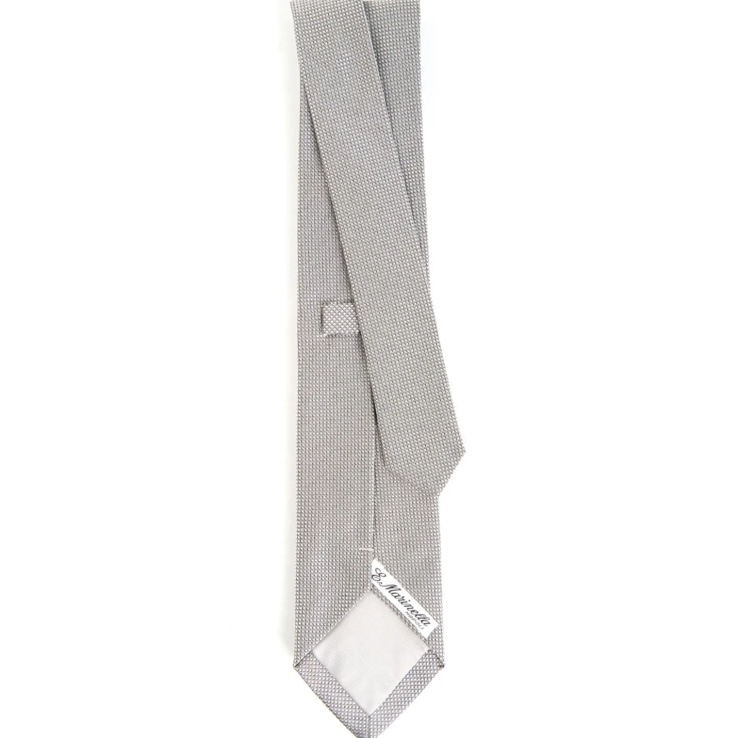 CRAVATTA CERIMONIA IN SETA JACQUARD GRIGIO CHIARO Microfantasia geometrica