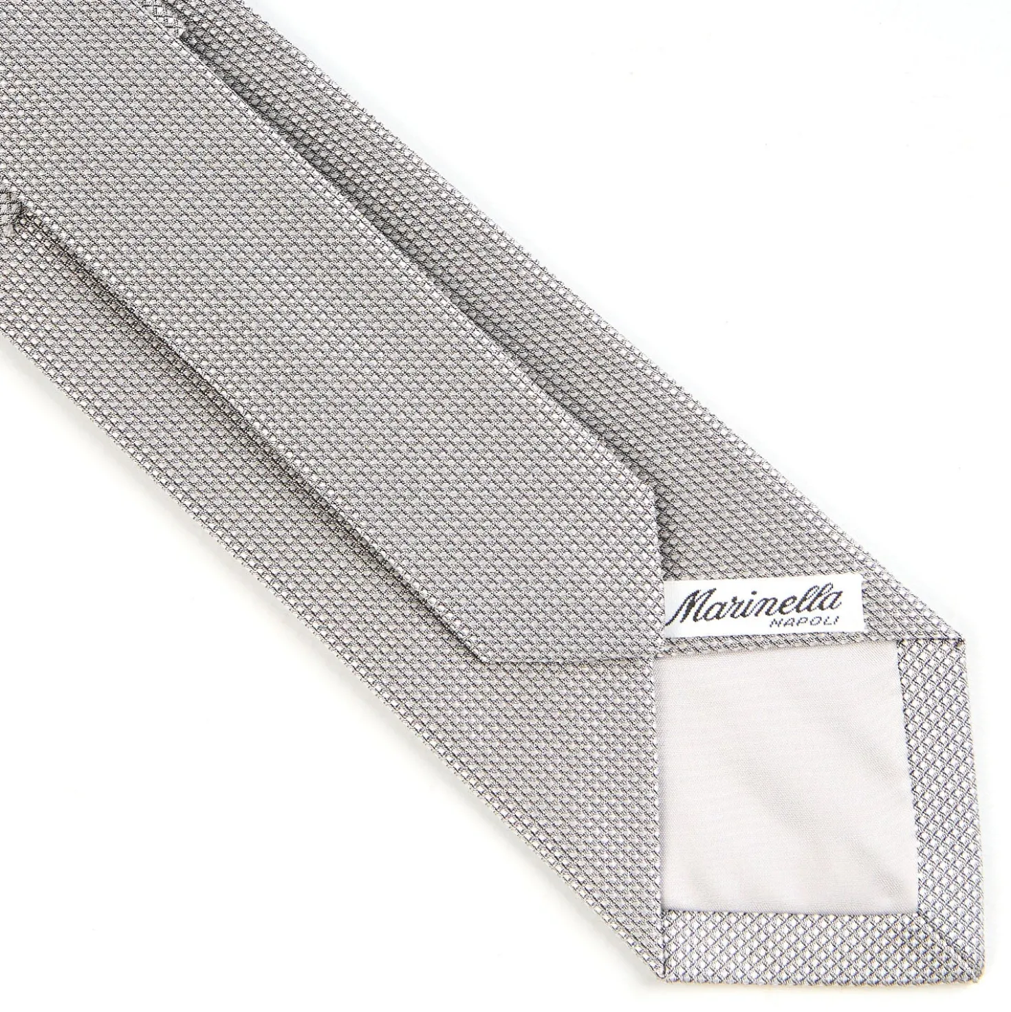 CRAVATTA CERIMONIA IN SETA JACQUARD GRIGIO CHIARO Microfantasia geometrica