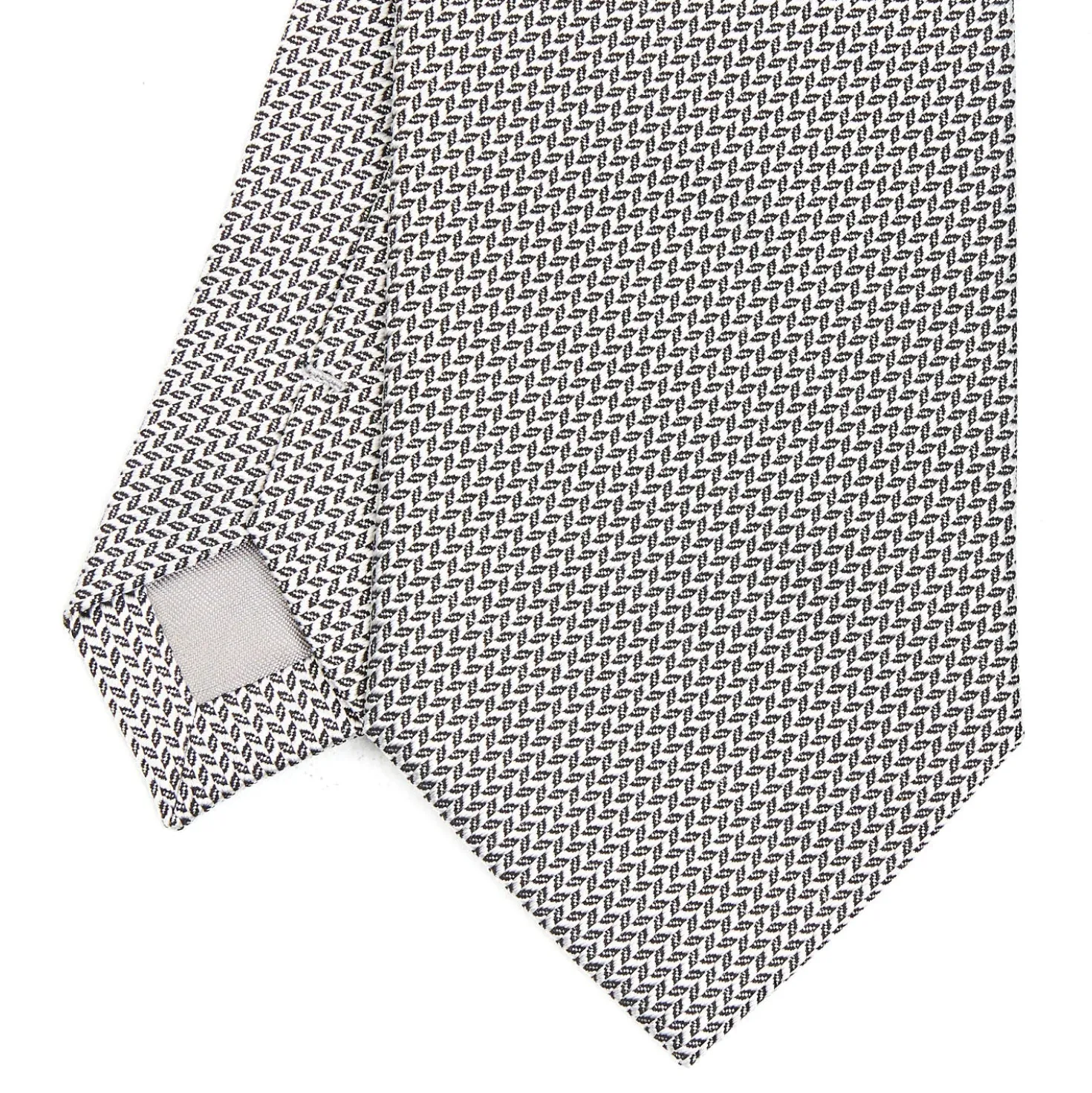 CRAVATTA CERIMONIA IN SETA JACQUARD GRIGIO CHIARO Microfantasia geometrica