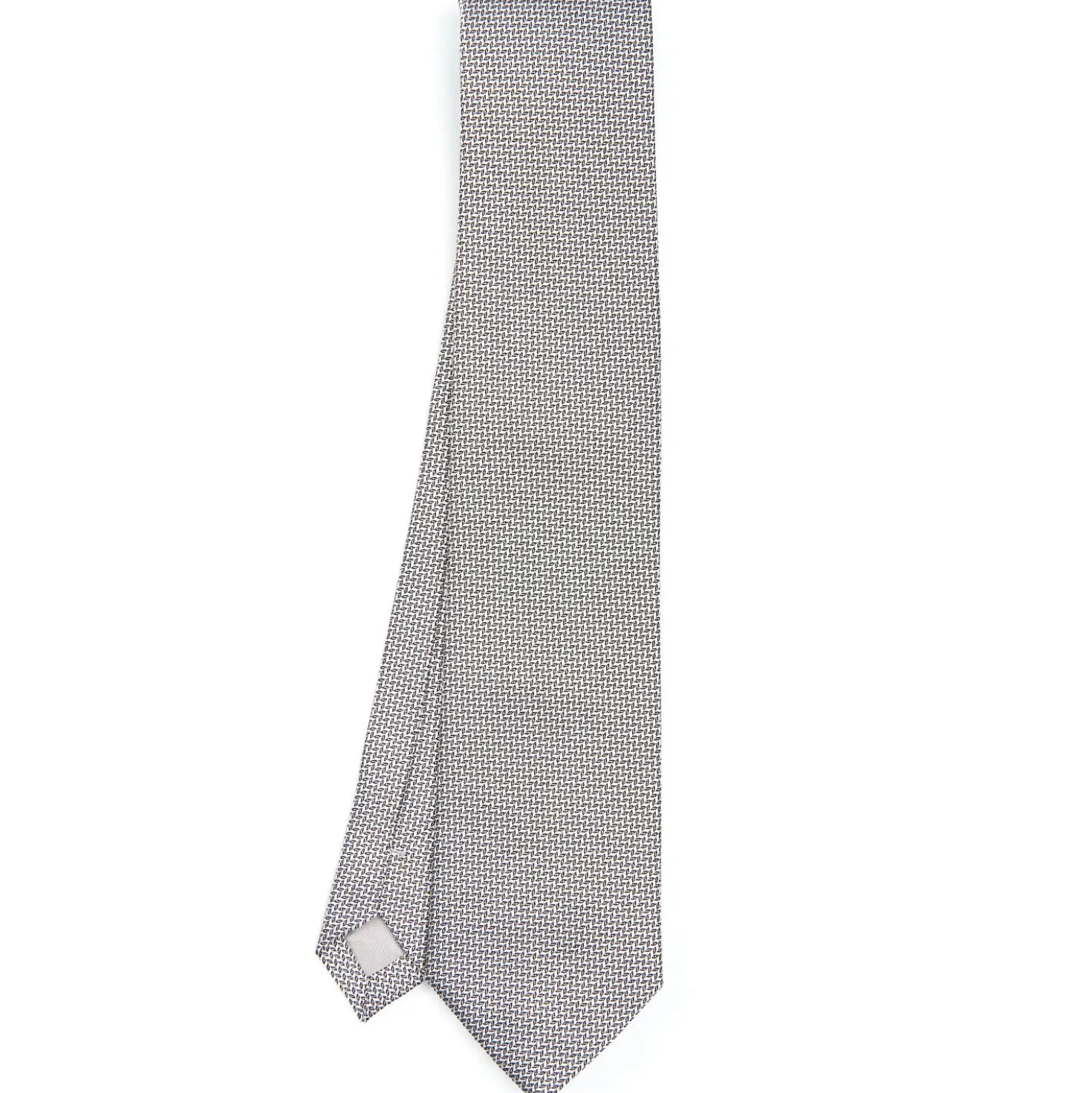 CRAVATTA CERIMONIA IN SETA JACQUARD GRIGIO CHIARO Microfantasia geometrica