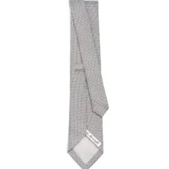 CRAVATTA CERIMONIA IN SETA JACQUARD GRIGIO CHIARO Microfantasia geometrica