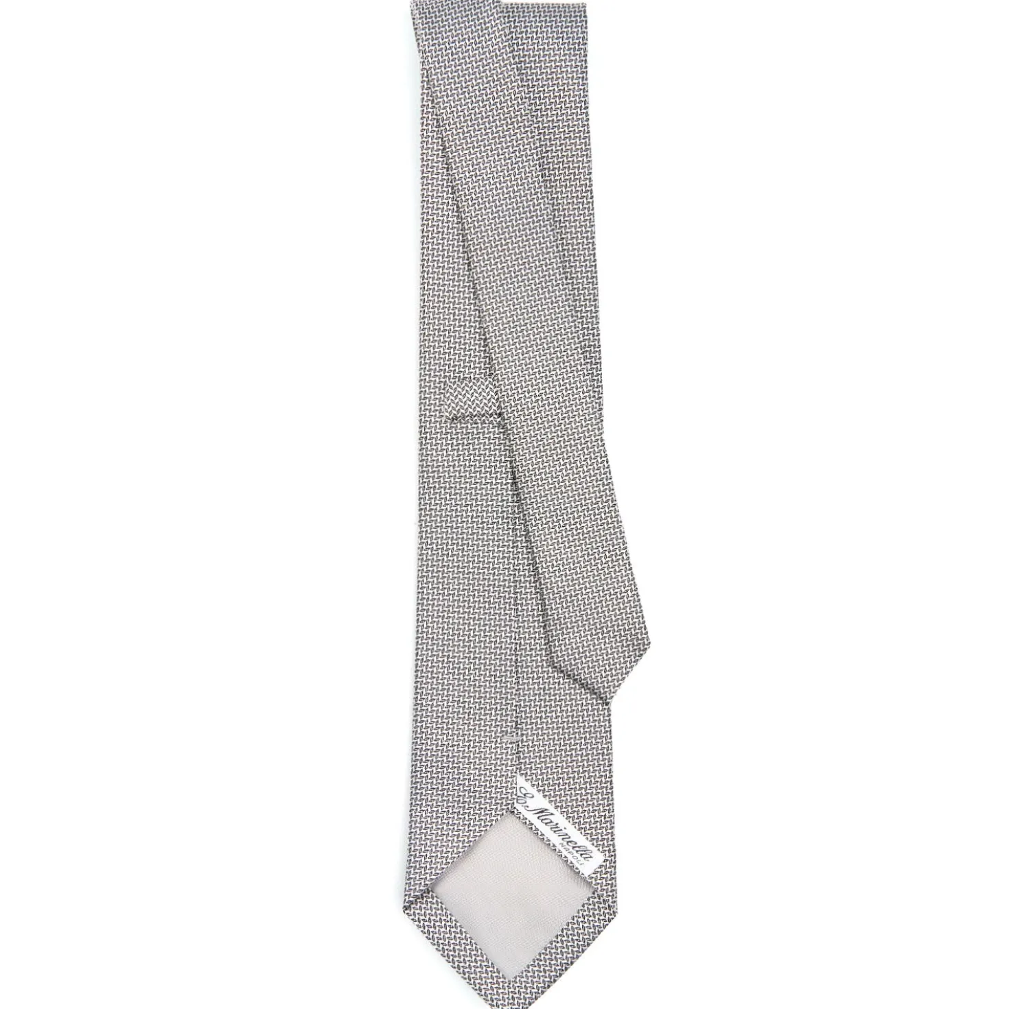 CRAVATTA CERIMONIA IN SETA JACQUARD GRIGIO CHIARO Microfantasia geometrica