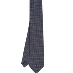 CRAVATTA CERIMONIA IN SETA JACQUARD BLU SCURO Microfanatsia geometrica