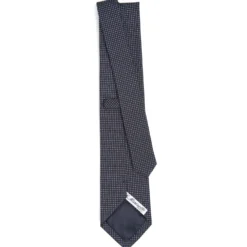 CRAVATTA CERIMONIA IN SETA JACQUARD BLU SCURO Microfanatsia geometrica