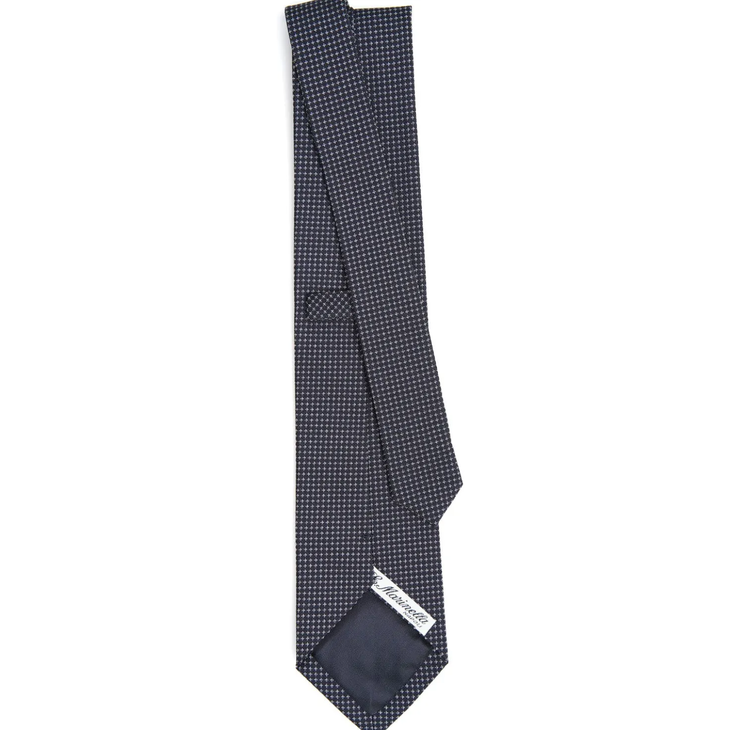 CRAVATTA CERIMONIA IN SETA JACQUARD BLU SCURO Microfanatsia geometrica