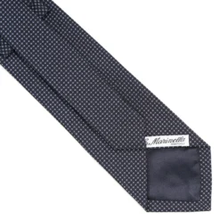 CRAVATTA CERIMONIA IN SETA JACQUARD BLU SCURO Microfanatsia geometrica