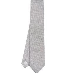 CRAVATTA CERIMONIA IN SETA JACQUARD GRIGIO CHIARO Microfantasia geometrica