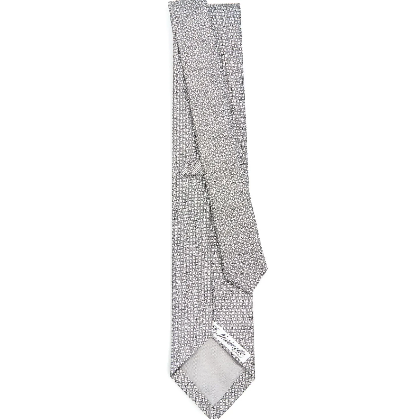 CRAVATTA CERIMONIA IN SETA JACQUARD GRIGIO CHIARO Microfantasia geometrica