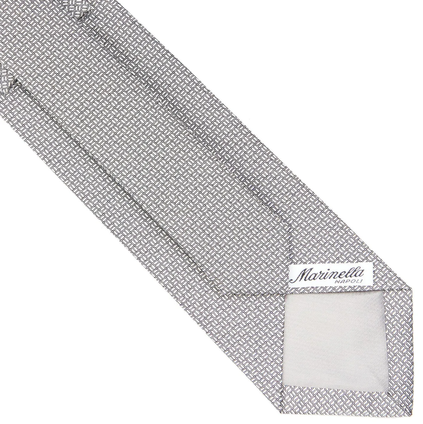 CRAVATTA CERIMONIA IN SETA JACQUARD GRIGIO CHIARO Microfantasia geometrica