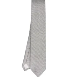 CRAVATTA CERIMONIA IN SETA JACQUARD GRIGIO CHIARO Microfantasia geoemtrica