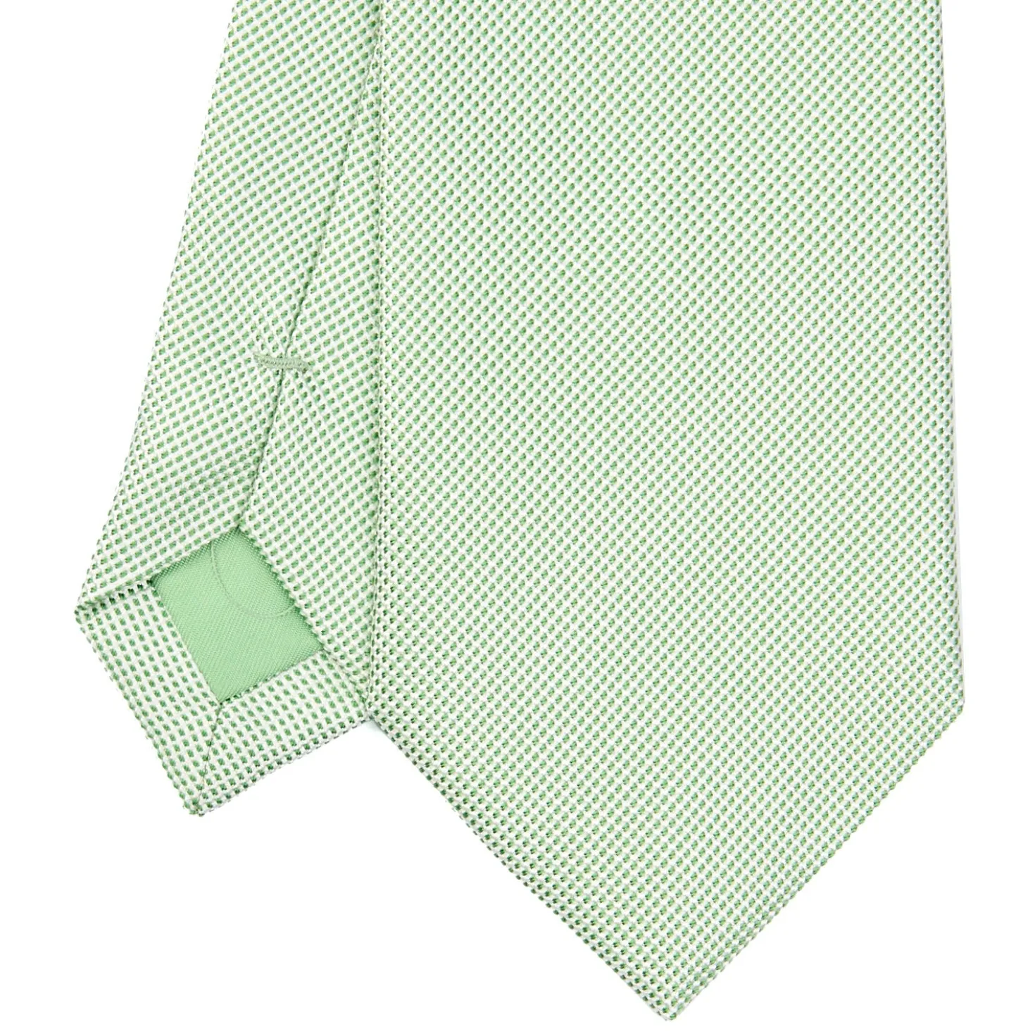 CRAVATTA CERIMONIA IN SETA JACQUARD VERDE CHIARO Microfantasia geometrica