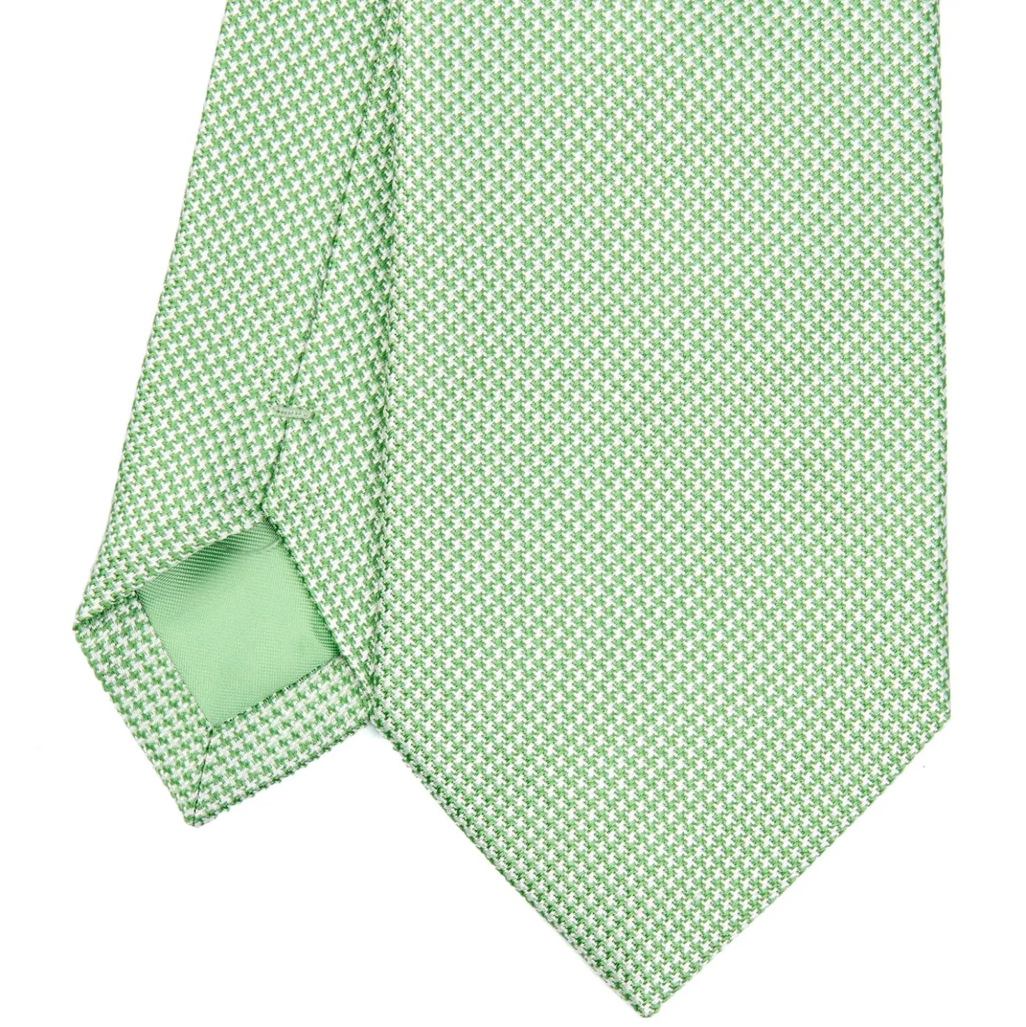 CRAVATTA CERIMONIA IN SETA JACQUARD VERDE CHIARO Microfantasia geometrica