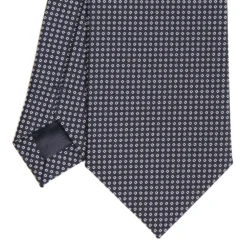 CRAVATTA CERIMONIA IN SETA JACQUARD BLU SCURO Microfantasia geometrica