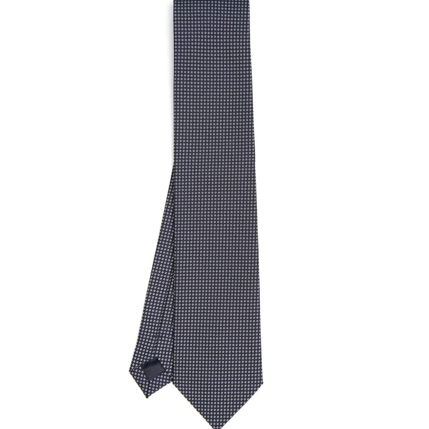 CRAVATTA CERIMONIA IN SETA JACQUARD BLU SCURO Microfantasia geometrica