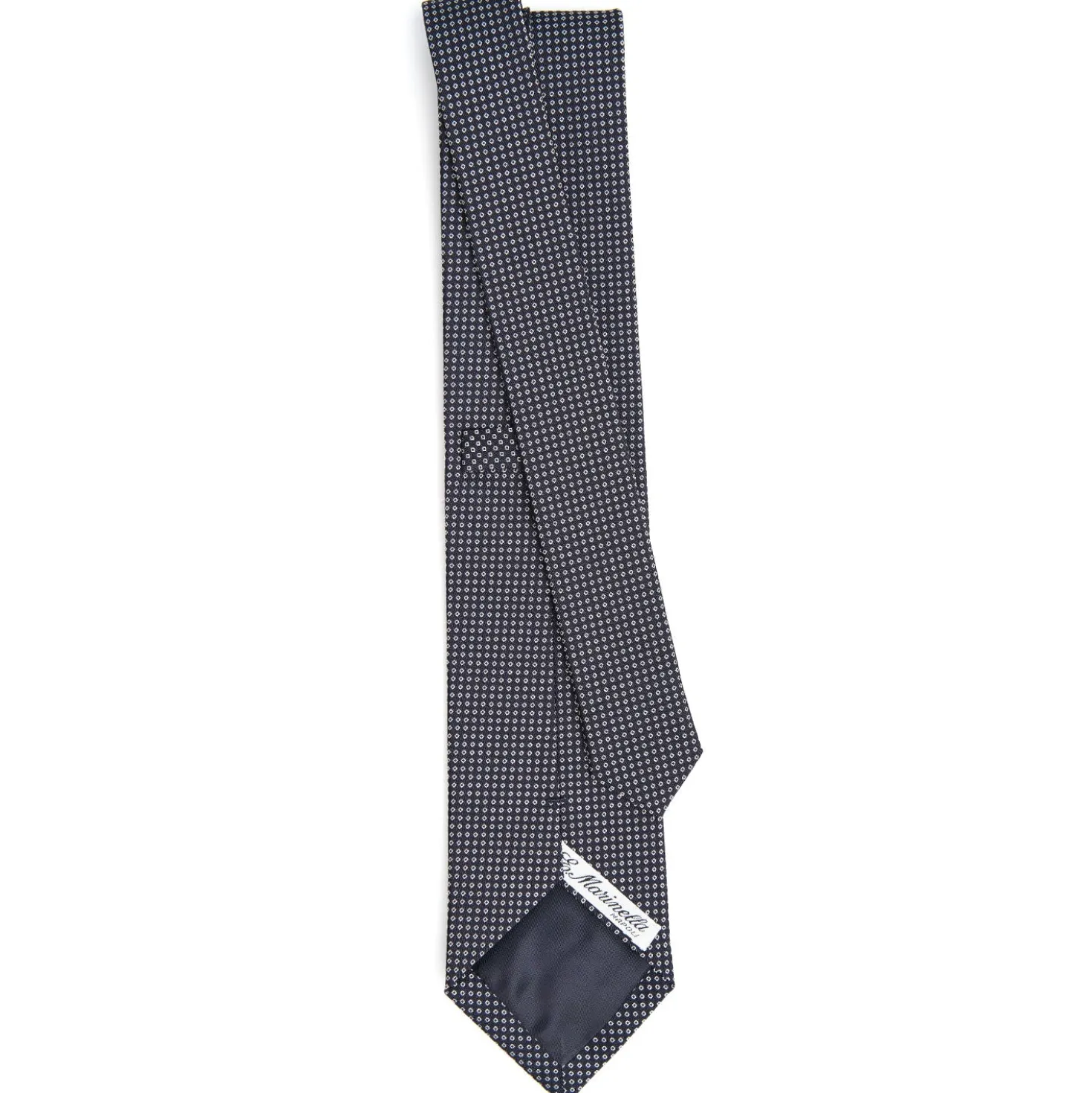 CRAVATTA CERIMONIA IN SETA JACQUARD BLU SCURO Microfantasia geometrica