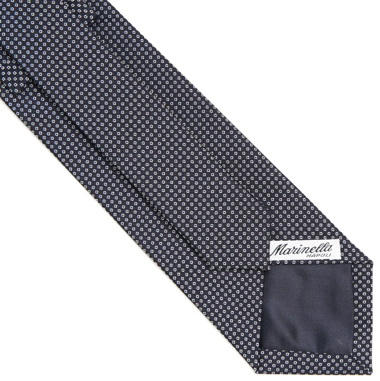 CRAVATTA CERIMONIA IN SETA JACQUARD BLU SCURO Microfantasia geometrica