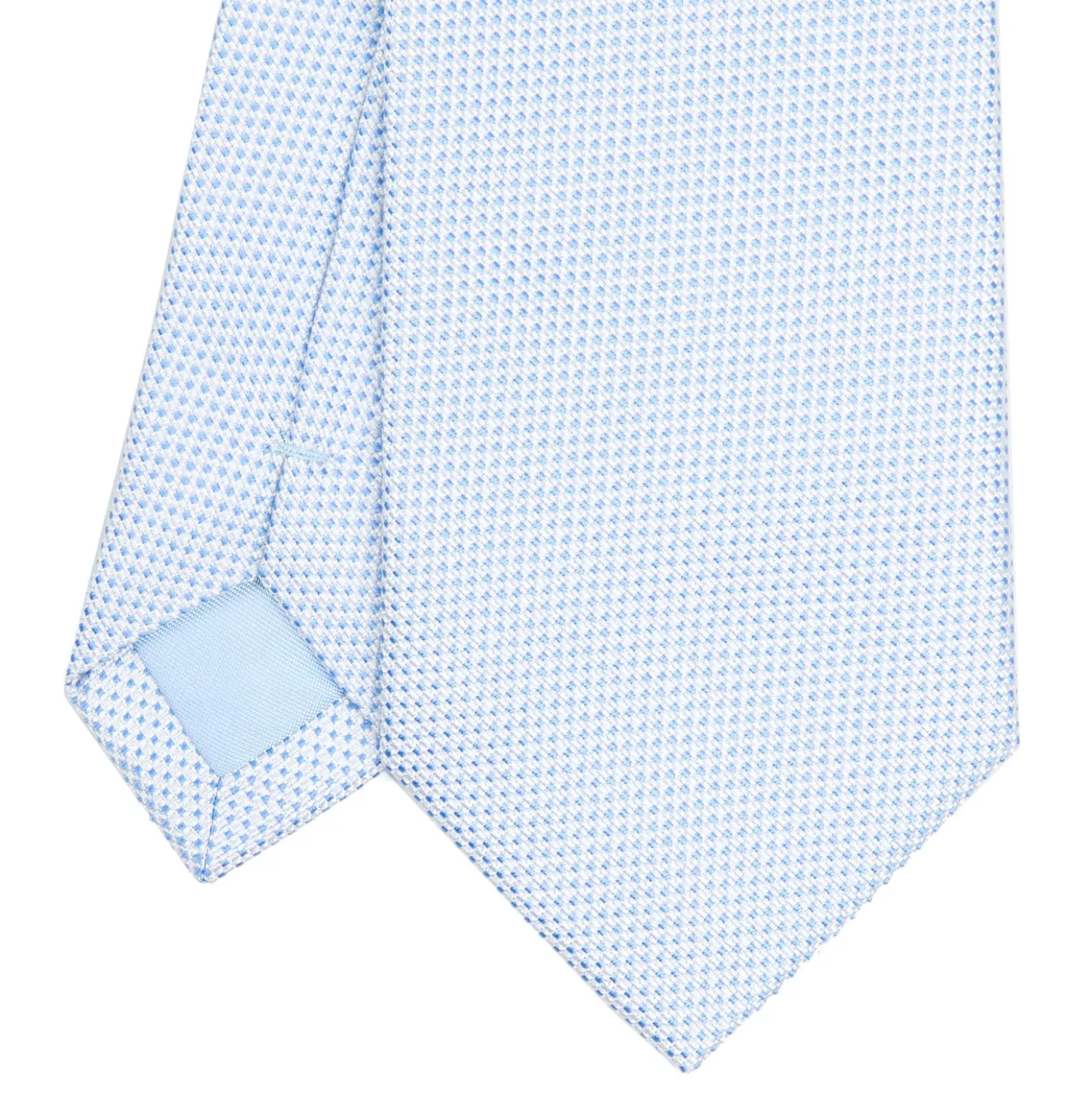 CRAVATTA CERIMONIA IN SETA JACQUARD AZZURRA Microfantasia geometrica