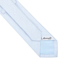 CRAVATTA CERIMONIA IN SETA JACQUARD AZZURRA Microfantasia geometrica