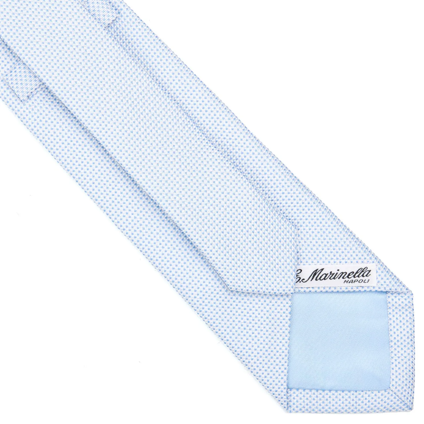 CRAVATTA CERIMONIA IN SETA JACQUARD AZZURRA Microfantasia geometrica