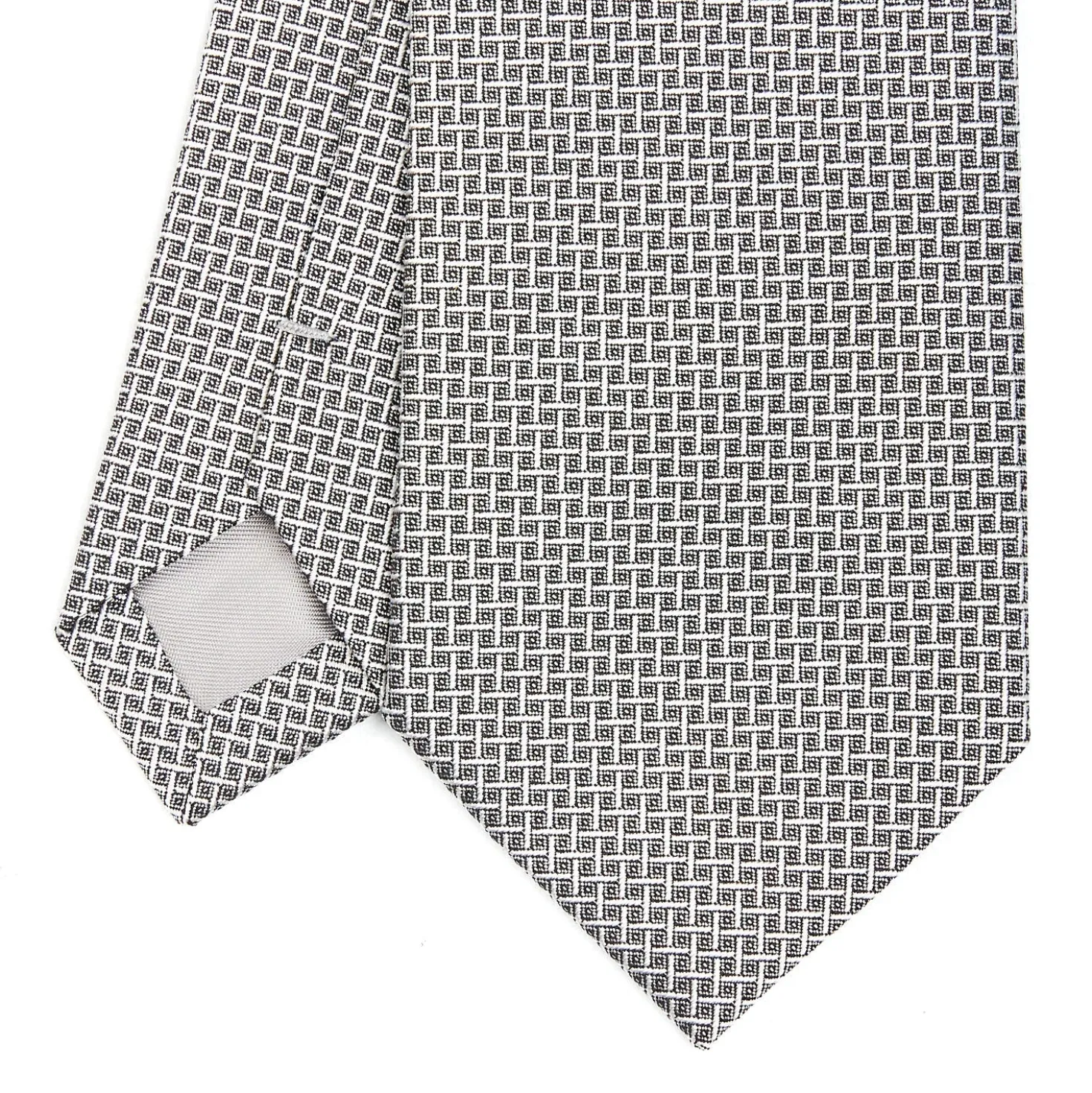 CRAVATTA CERIMONIA IN SETA JACQUARD GRIGIO CHIARO Microfantasia geometrica