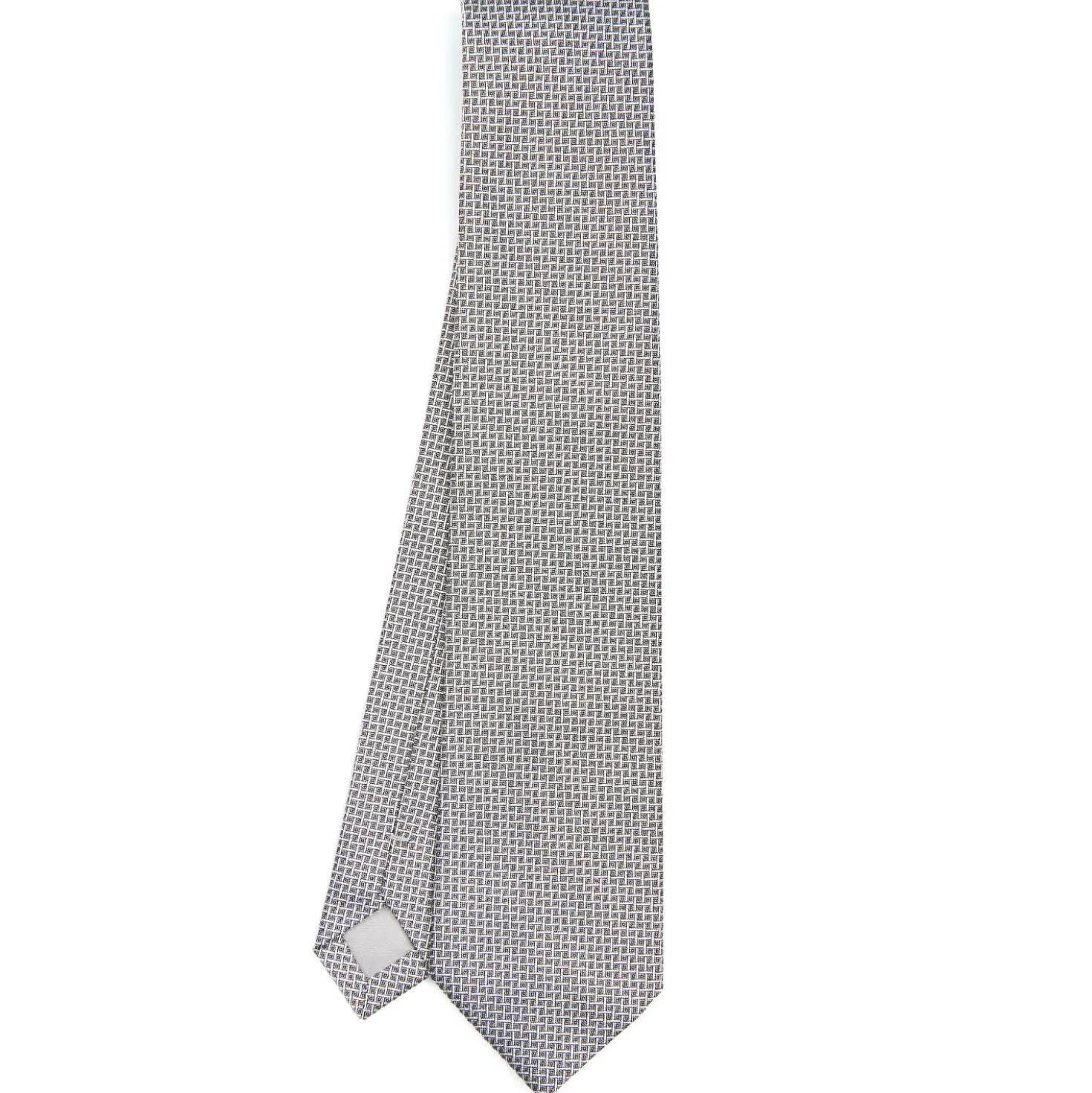 CRAVATTA CERIMONIA IN SETA JACQUARD GRIGIO CHIARO Microfantasia geometrica