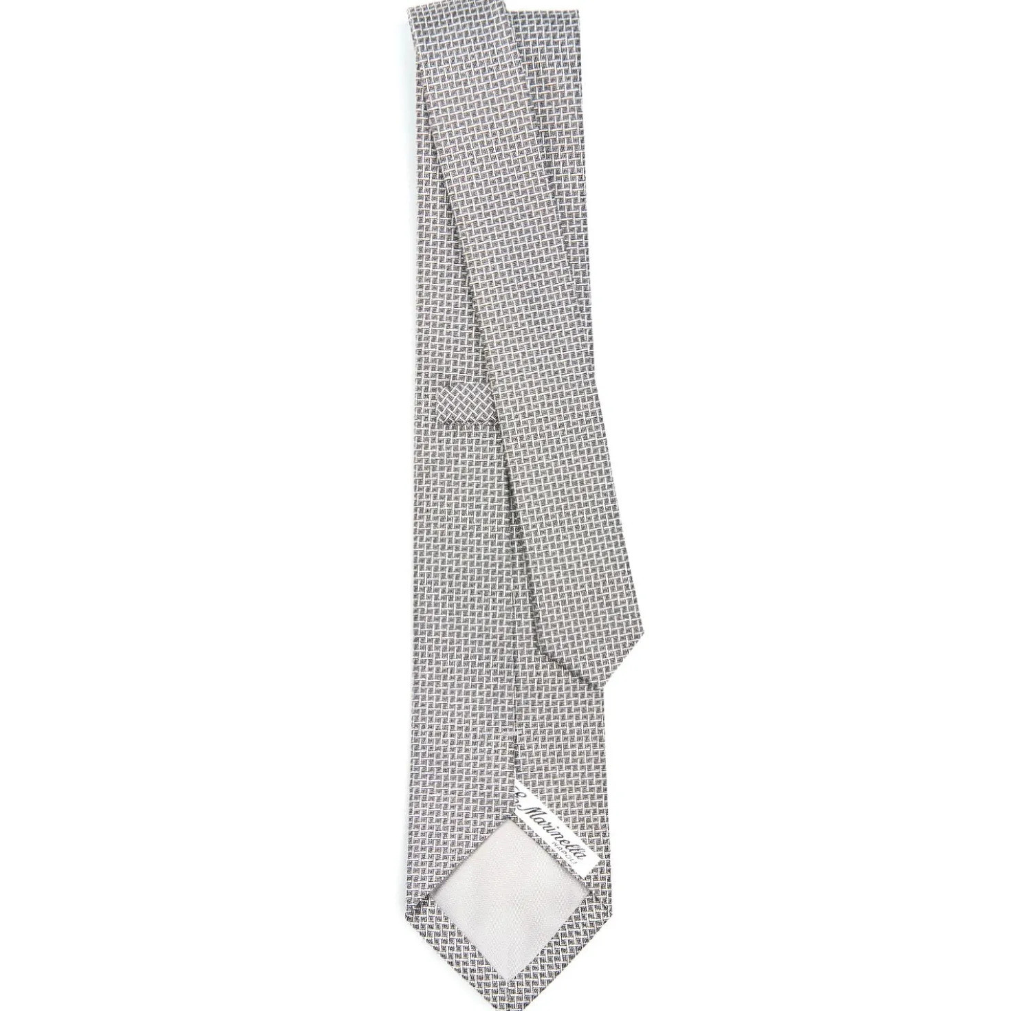 CRAVATTA CERIMONIA IN SETA JACQUARD GRIGIO CHIARO Microfantasia geometrica