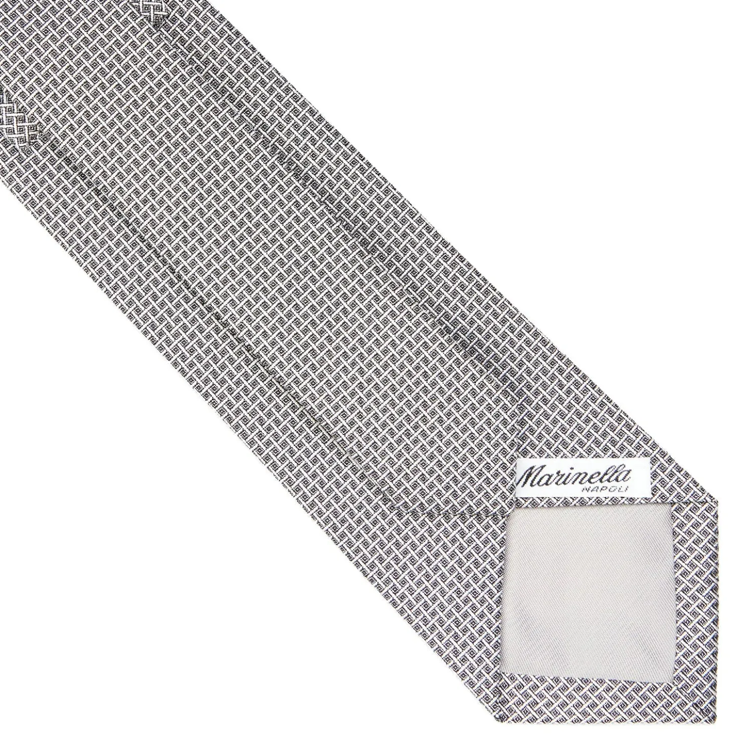 CRAVATTA CERIMONIA IN SETA JACQUARD GRIGIO CHIARO Microfantasia geometrica