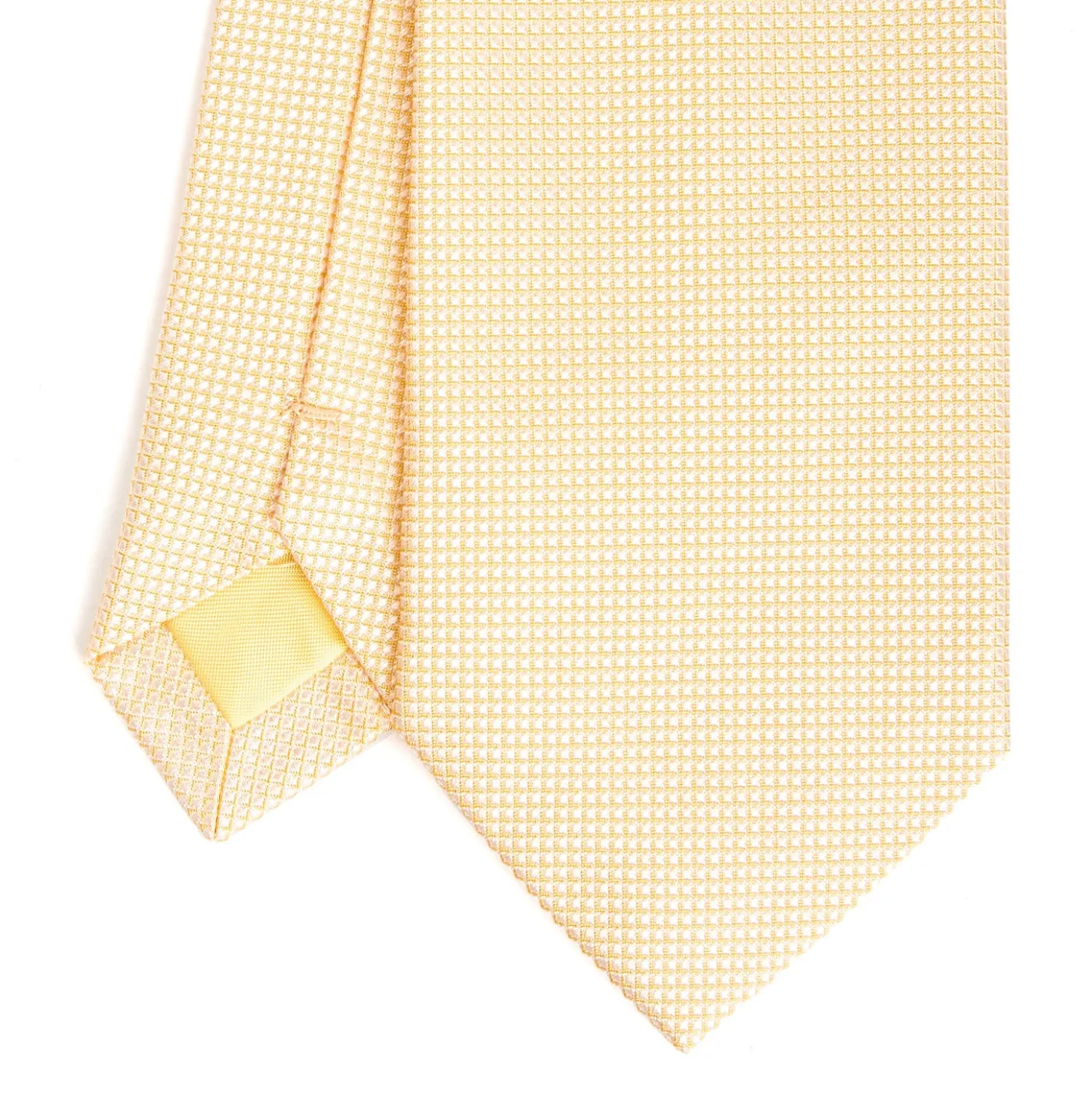 CRAVATTA CERIMONIA IN SETA JACQUARD GIALLA Microfantasia geometrica