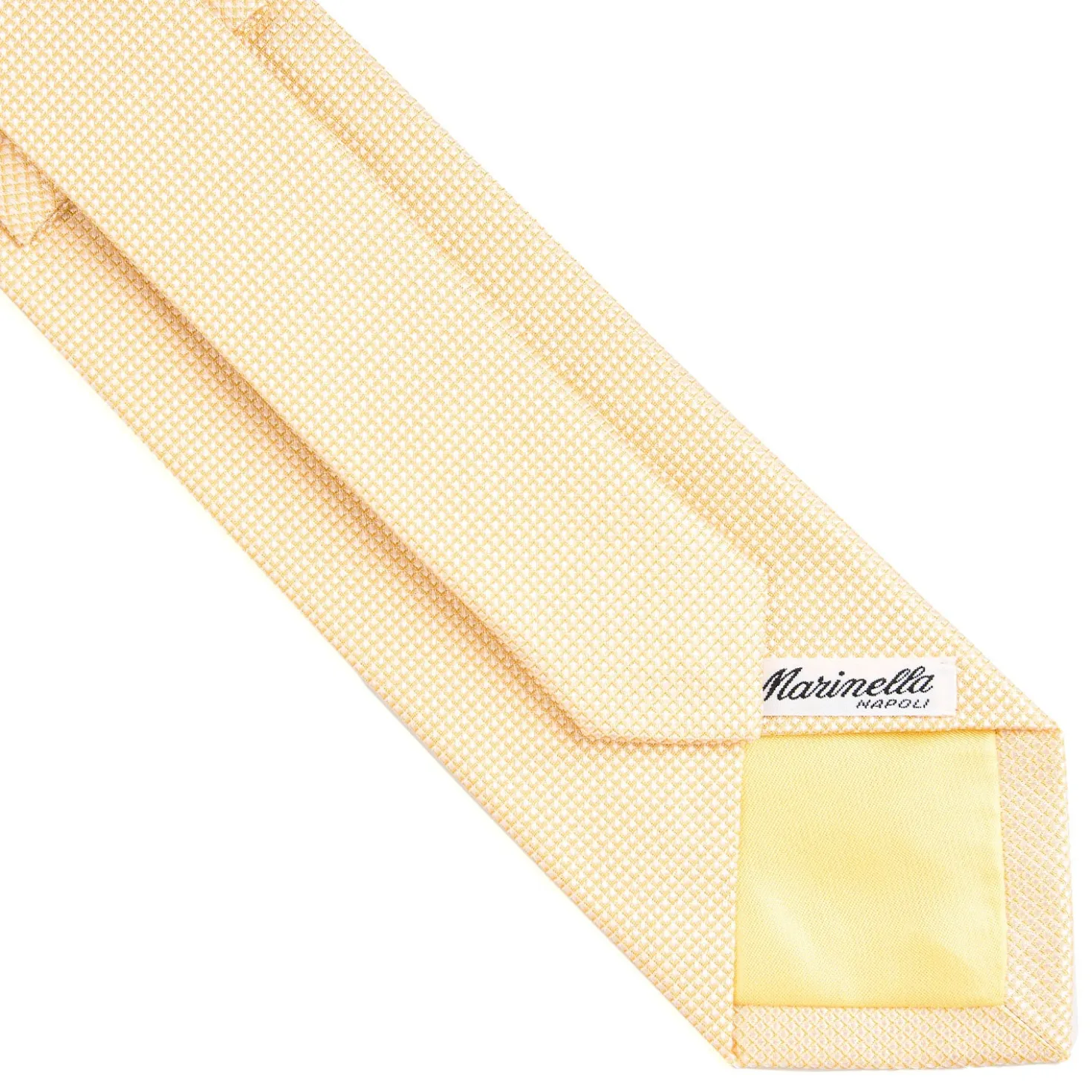CRAVATTA CERIMONIA IN SETA JACQUARD GIALLA Microfantasia geometrica