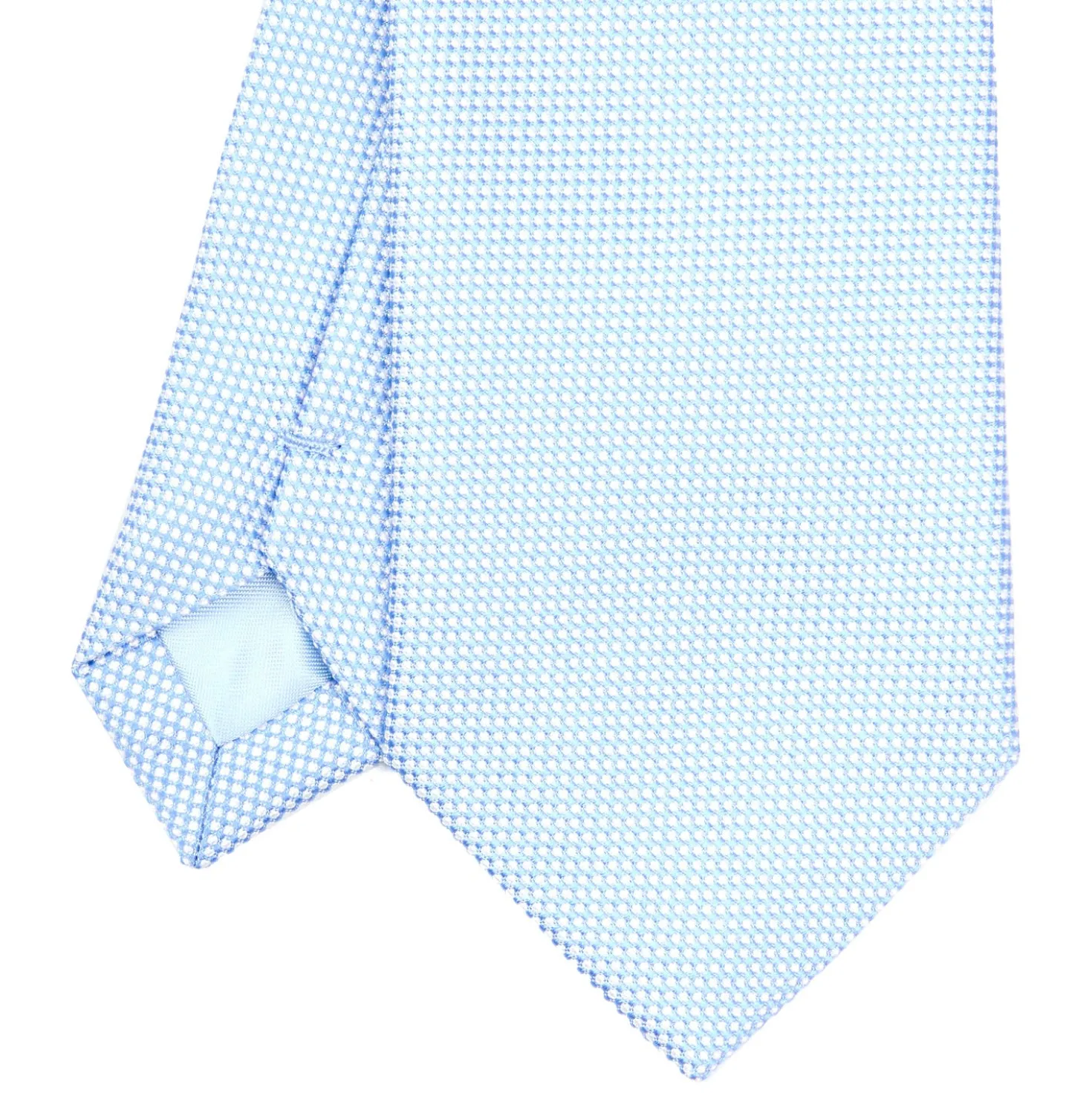 CRAVATTA CERIMONIA IN SETA JACQUARD AZZURRA Microfantasia geometrica
