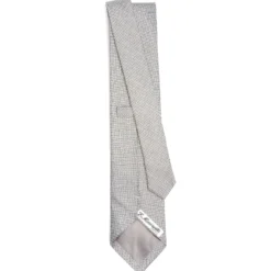 CRAVATTA CERIMONIA IN SETA JACQUARD GRIGIO CHIARO Microfantasia geometrica