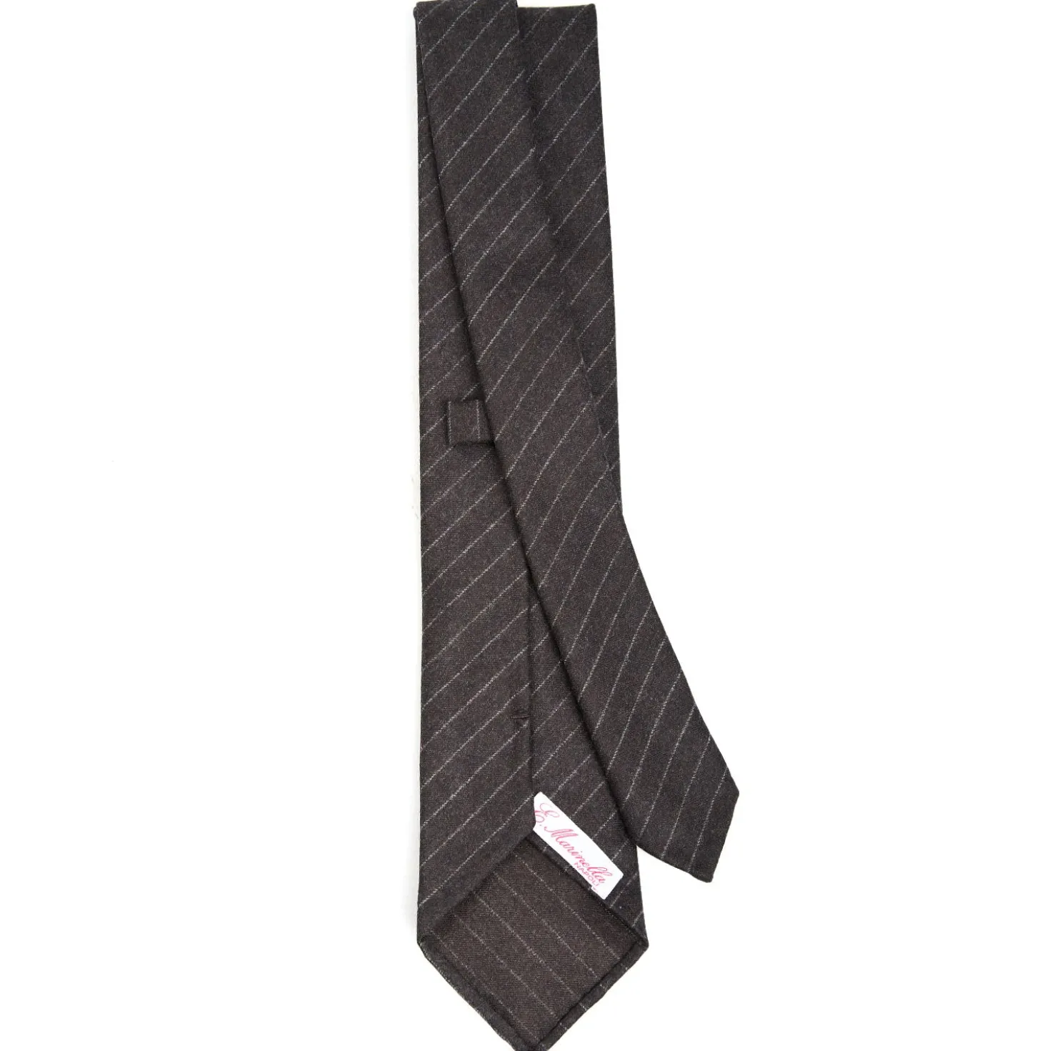 CRAVATTA CLASSICA DONNA IN LANA SFODERATA GRIGIO SCURO Rigata