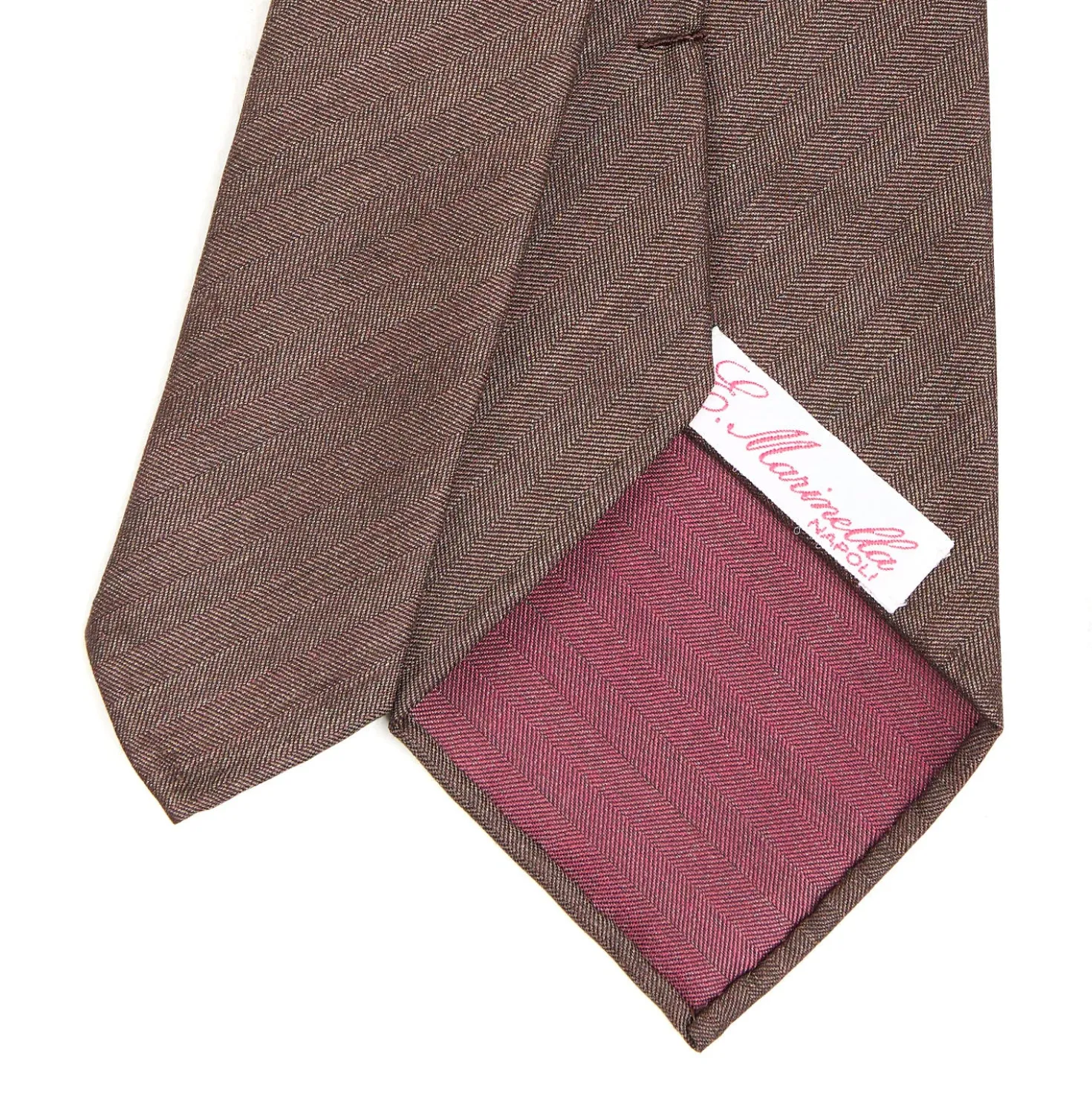 CRAVATTA CLASSICA DONNA IN LANA SFODERATA MARRONE BORDEAUX Bicolore